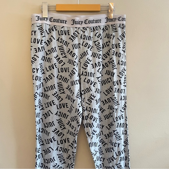 Juicy Couture Grey & Black “Love Juicy” Print Cuffed Pajama Pants – Medium GUC - Picture 2 of 16